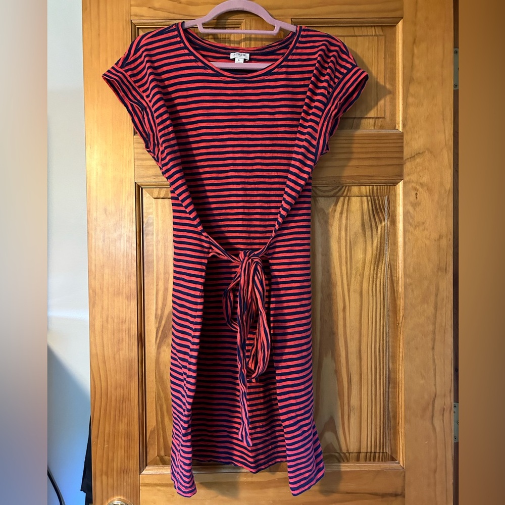 J. Crew Striped Tie Waist Dress